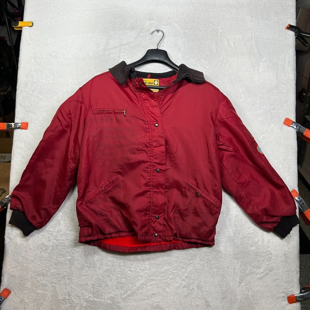Vintage Ski-Doo Fashions Bombardier Snowmobile Jacket Men's Red Hooded Medium‎